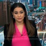 Morgan’s pink v-neck blouse on NBC News Daily