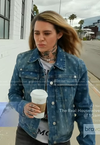 Morgan Wade's tiger print tee and denim jacket on The Real Housewives of Beverly Hills