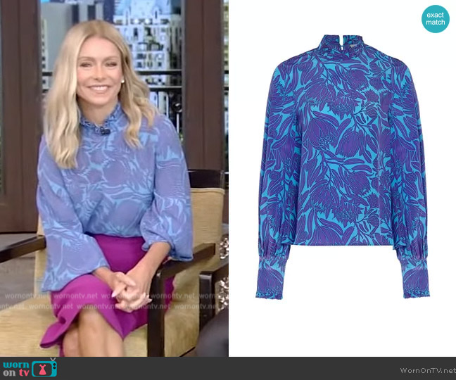 WornOnTV: Kelly’s blue floral print blouse on Live with Kelly and Mark ...
