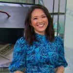 Nancy Chen’s blue rose print dress on CBS Mornings