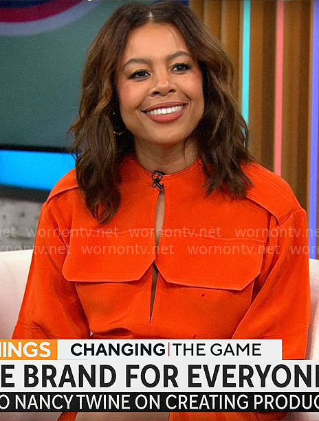 Nancy Twine's orange utility dress on CBS Mornings