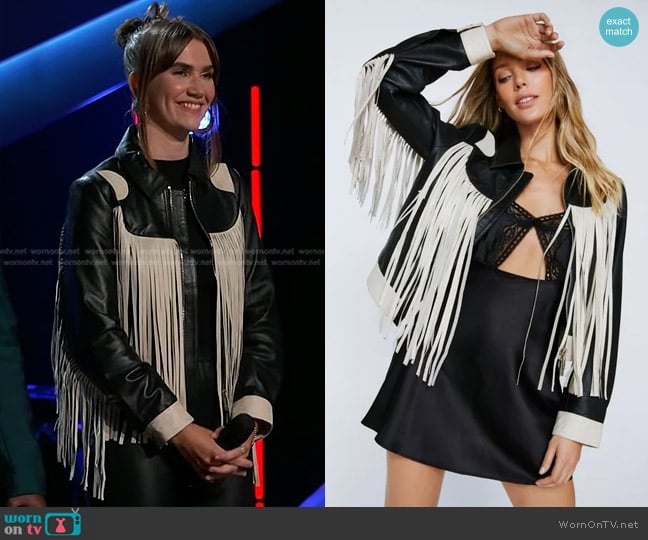 Nasty Gal Real Leather Fringed Festival Jacket worn by Lila Forde on The Voice