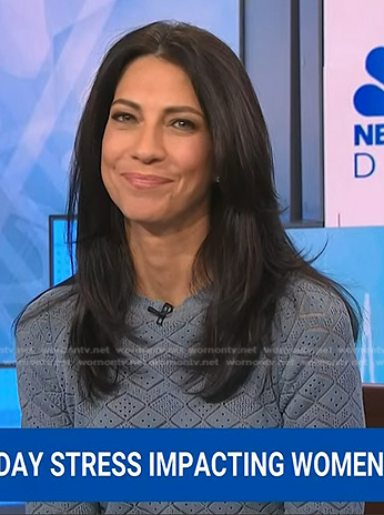 Dr. Natalie Azar's blue pointelle sweater on NBC News Daily