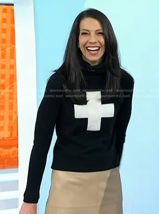 Natalie's black cross turtleneck sweater on Today