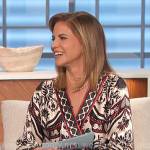 Natalie’s black, white, and red printed wrap dress on The Talk