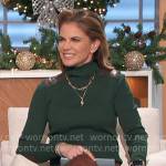 Natalie’s green leather shoulder turtleneck on The Talk