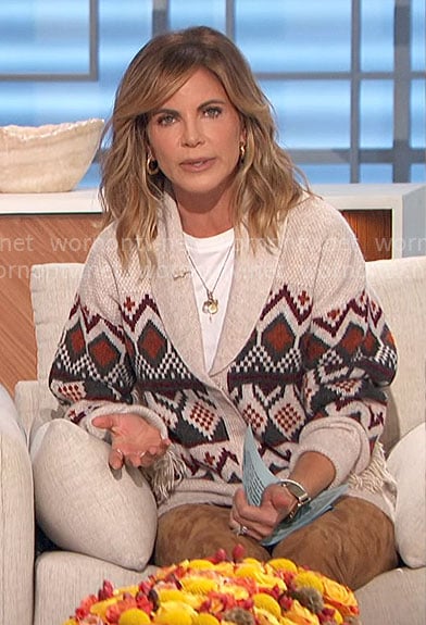 Natalie's printed fringed cardigan on The Talk