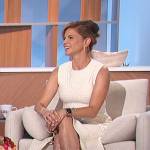 Natalie’s white textured dress with asymmetric hem on The Talk