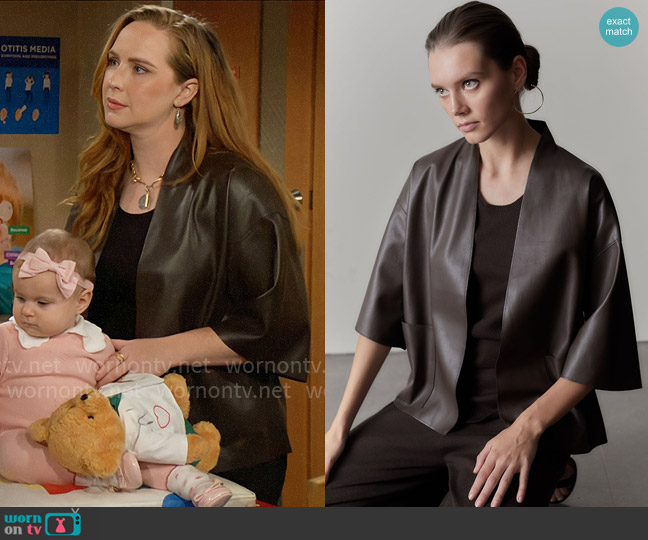 Natori Faux Lambskin Topper in Espresso worn by Mariah Copeland (Camryn Grimes) on The Young and the Restless