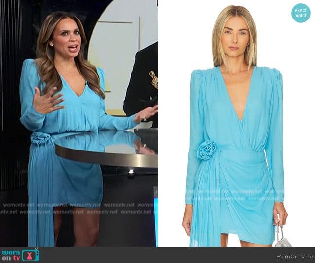 WornOnTV: Carolina’s blue drape top and mini skirt on E! News ...