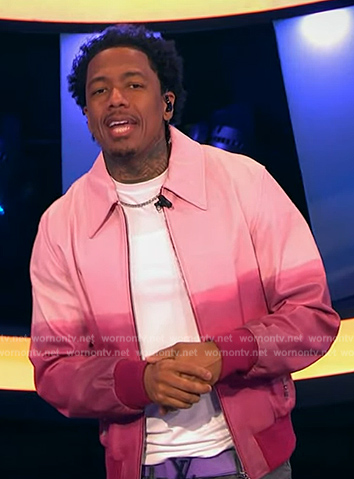 Nick Cannon's pink tie dye jacket on Beat Shazam