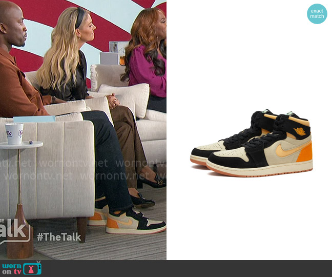 Nike Air Jordan 1 ZM Air CMFT 2 in Muslin Gold Black & Orange worn by Akbar Gbajabiamila on The Talk