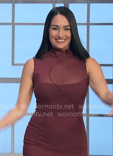 Nikki Garcia's burgundy mesh dress on The Talk