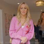 Nikki Glaser’s pink palm tree cardigan on Selling Sunset