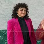 Norah Jones’s pink bow cuff velvet blazer on Today