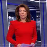 Norah’s red sheath dress on CBS Evening News