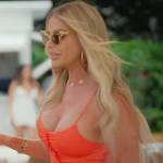 Alexia’s orange ruched dress on The Real Housewives of Miami