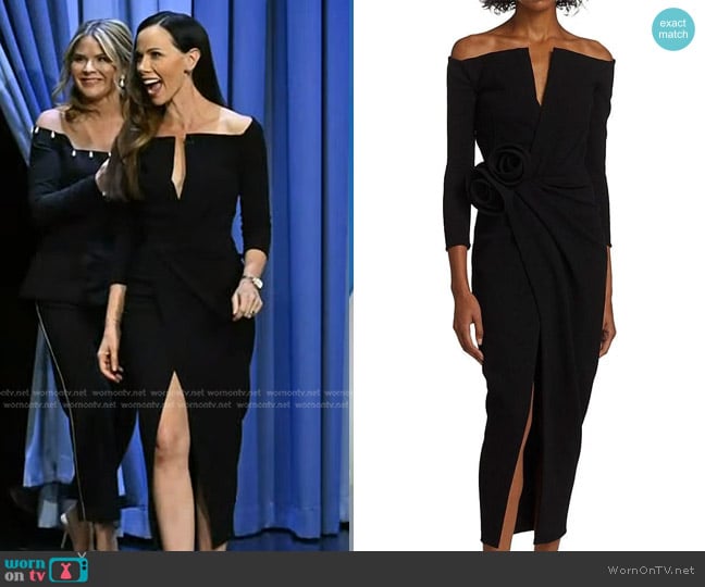 WornOnTV: Barbara Pierce Bush’s black v-neck dress at The Tonight Show ...