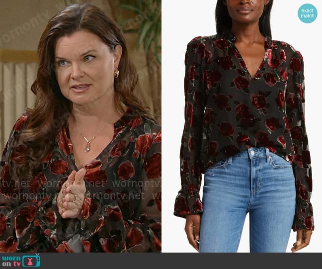 Paige Laurin Blouse worn by Katie Logan (Heather Tom) on The Bold and the Beautiful