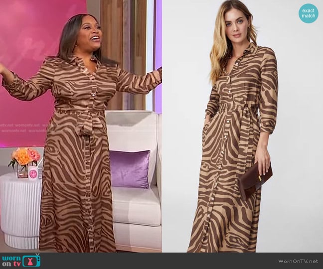 J. McLaughlin Paloma Silk Dress in Bengal Row worn by Sherri Shepherd on Sherri