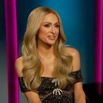 Paris Hilton’s black bow embellished dress on Access Hollywood