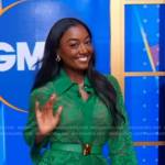 Patina Miller’s green lace shirt and pants on Good Morning America