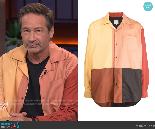 Paul Smith Colour-block long-sleeve shirt worn by David Duchovny on The Kelly Clarkson Show