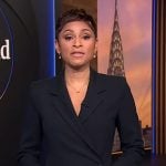 Jericka's black pleated blazer dress on CBS Evening News