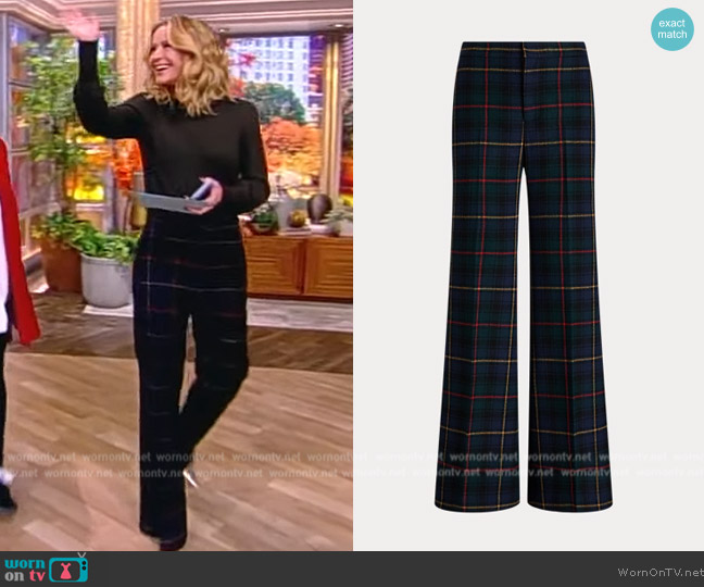 Ralph Lauren Plaid Wool Twill Flare Pant worn by Sara Haines on The View