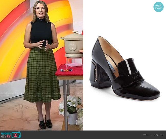 Prada Block Heel Loafer Pump worn by Savannah Guthrie on Today