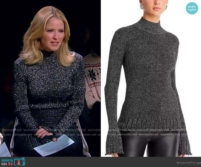 WornOnTV: Sara’s black metallic bell sleeve sweater and skirt on The ...