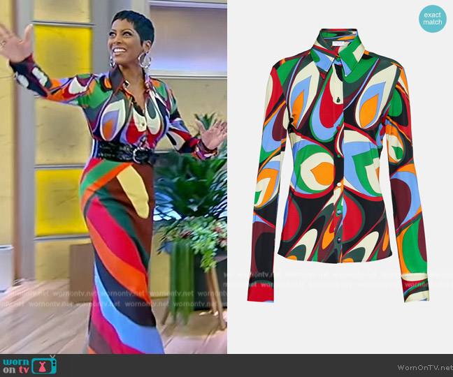 Pucci Onde crepe shirt worn by Tamron Hall on Tamron Hall Show