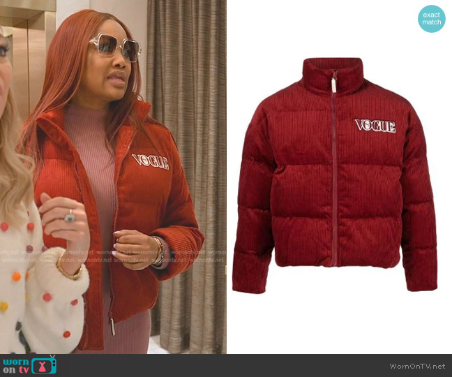 Puma Patch-Detail Corduroy Padded Jacket worn by Garcelle Beauvais on The Real Housewives of Beverly Hills