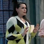 Lois’s yellow and black diamond print cardigan on General Hospital