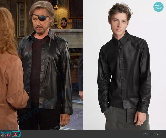 Rag & Bone Lucas Leather Shirt worn by Steve Johnson  (Stephen Nichols) on Days of our Lives