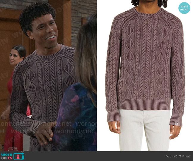 Rag and Bone Dexter Organic Cotton Sweater worn by TJ Ashford (Tajh Bellow) on General Hospital