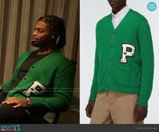 Polo Ralph Lauren Letterman Wool-Blend Cardigan worn by Damar Hamlin on Today