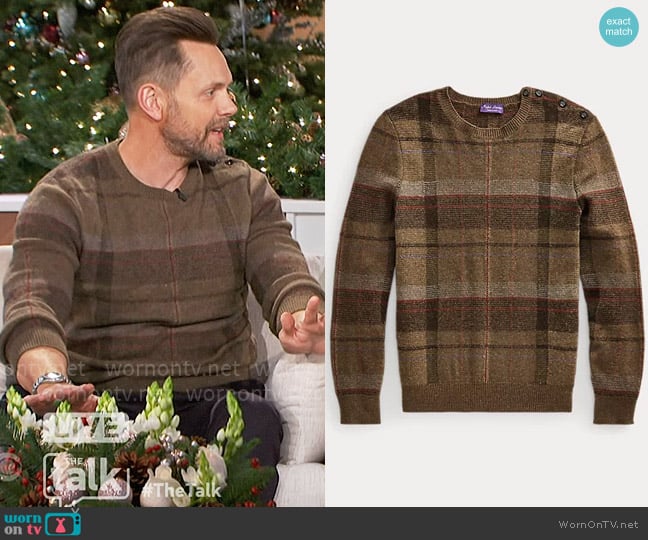 Ralph Lauren Plaid Cashmere-wool Sweater In Inverness Plaid worn by Joel McHale on The Talk