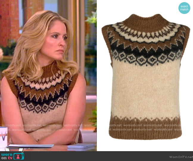 Ralph Lauren Fairisle Wool-Blend Sweater Vest worn by Sara Haines on The View