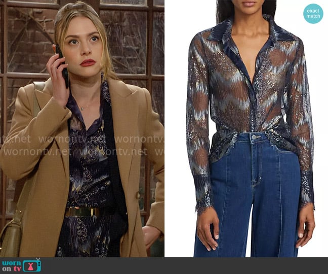 Ramy Brook Nora Blouse worn by Claire Grace (Hayley Erin) on The Young and the Restless