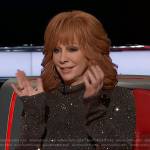 Reba’s sequin embellished turtleneck sweater on The Voice