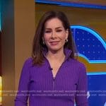 Rebecca’s purple ribbed half-zip sweater on Good Morning America