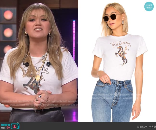 Re/Done Cowgirl Redone Classic Tee worn by Kelly Clarkson on The Kelly Clarkson Show