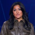 Reena’s khaki brown leather shirtdress on Good Morning America