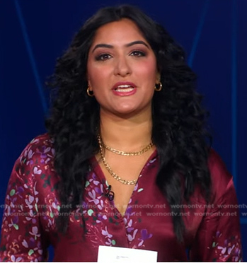 WornOnTV: Reena’s burgundy floral dress on Good Morning America | Reena ...