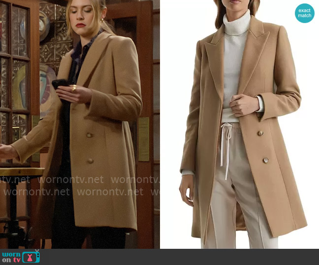 Reiss Harlow Coat worn by Claire Grace (Hayley Erin) on The Young and the Restless