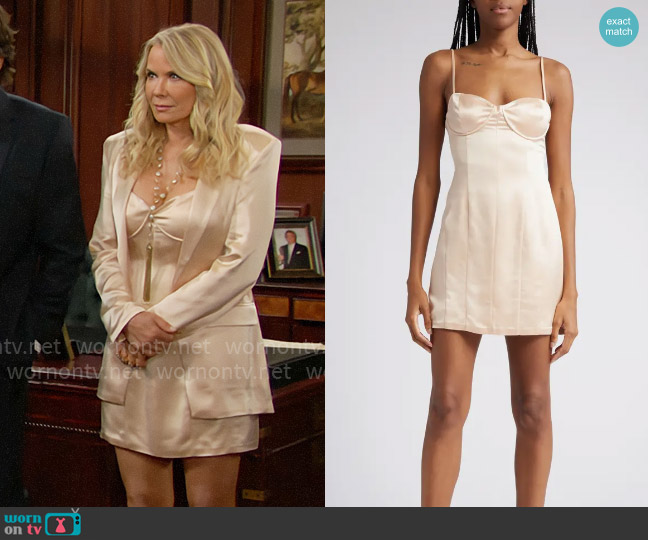 Retrofete Cosmo Dress in Dusty Peach worn by Brooke Logan (Katherine Kelly Lang) on The Bold and the Beautiful