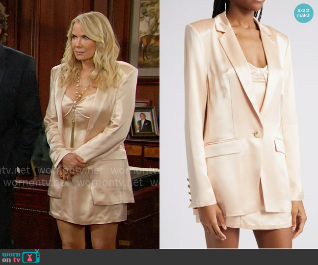 Retrofete Leo Blazer in Dusty Peach worn by Brooke Logan (Katherine Kelly Lang) on The Bold and the Beautiful