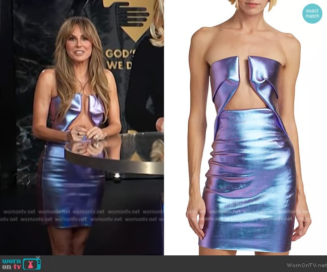 Rick Owens Prong Top Metallic Rubberized Cotton Blend Minidress worn by Keltie Knight on E! News