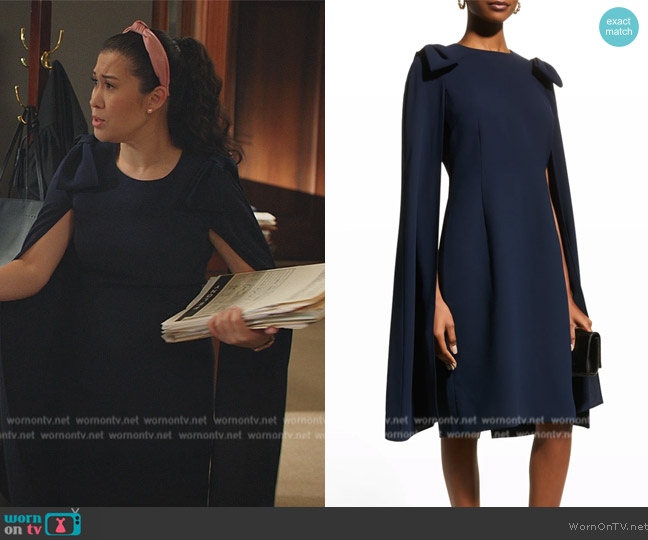 Rickie Freeman for Teri Jon Split-Sleeve Crepe Dress worn by Sherri Kansky (Ruthie Ann Miles) on All Rise